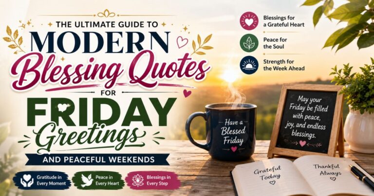 A beautiful morning graphic template showcasing the ultimate guide to modern blessing quotes for friday greetings and peaceful weekends to boost social media engagement