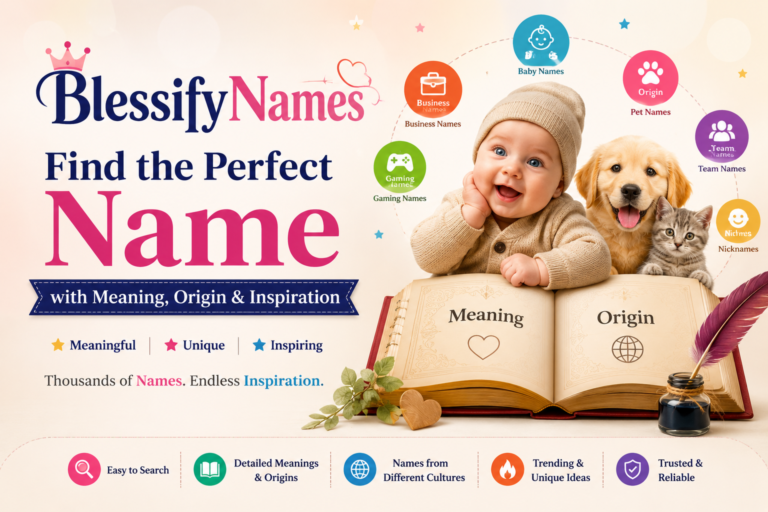 BlessifyNames slogan: Find the Perfect Name with Meaning, Origin & Inspiration."