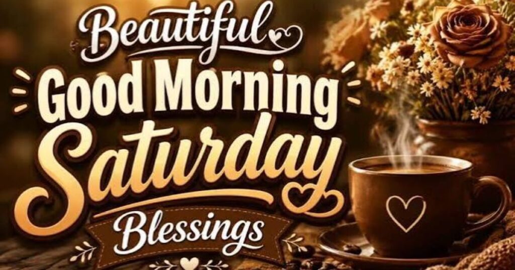 "Text image reading: Happy Saturday Blessings to Brighten Your Day."