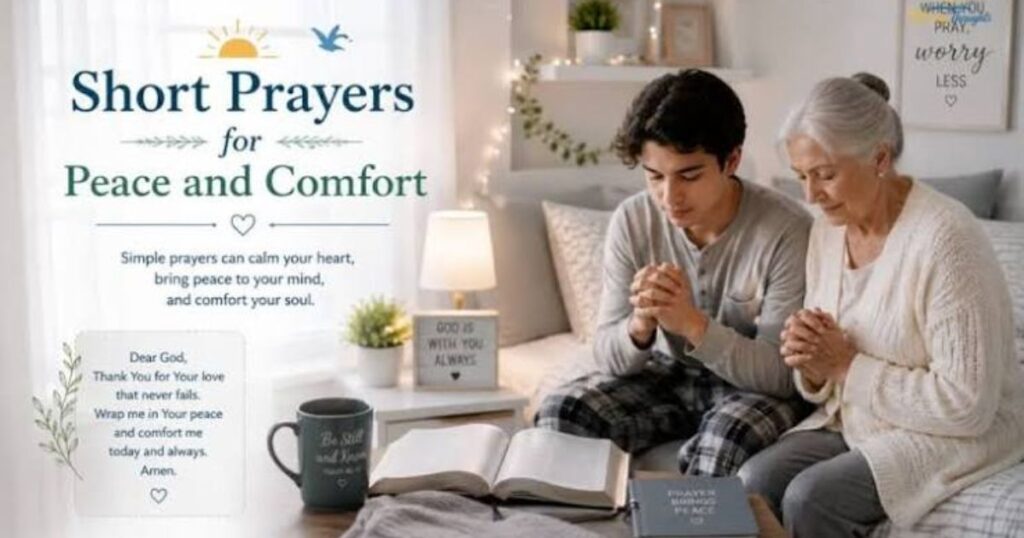 A text graphic featuring inspiring words like "Strength, Faith, Encouragement" overlaying a soft, calming background
