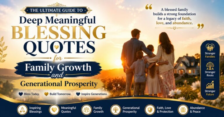 A beautiful family lineage graphic template showcasing the ultimate guide to deep meaningful blessing quotes for family growth and generational prosperity to boost social media engagement.